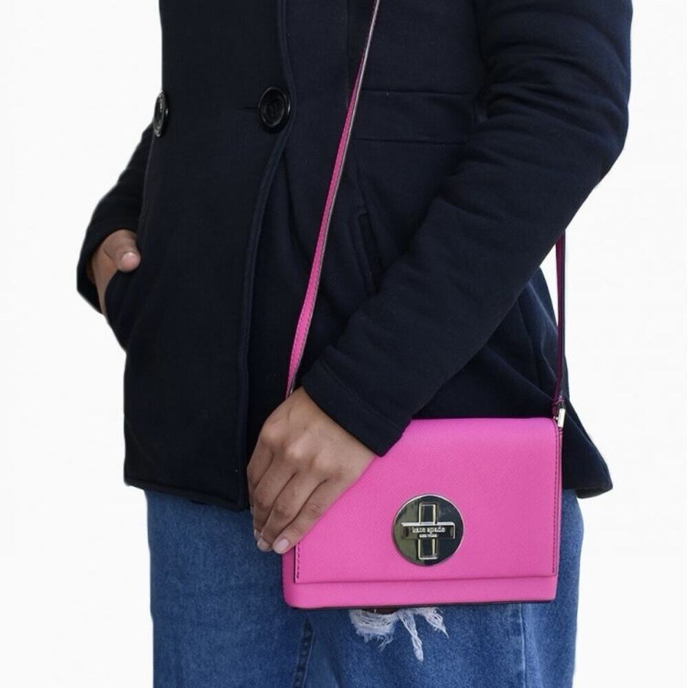 Kate Spade Newbury Lane Sally Crossbody Purse Hot Pink Saffiano Leather - Picture 2 of 11